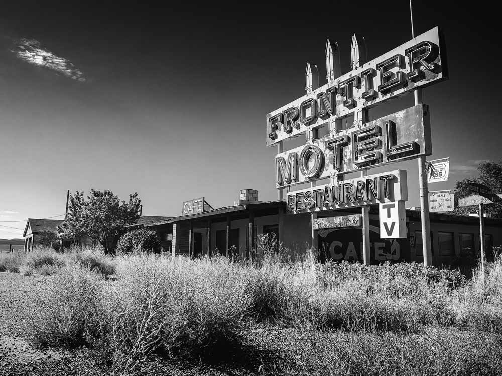 Famous Ghost Motel on Route 66 named Frontier Motel