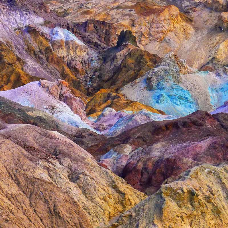 Artist's Palette is a colourful rock formation located close to Death Valley
