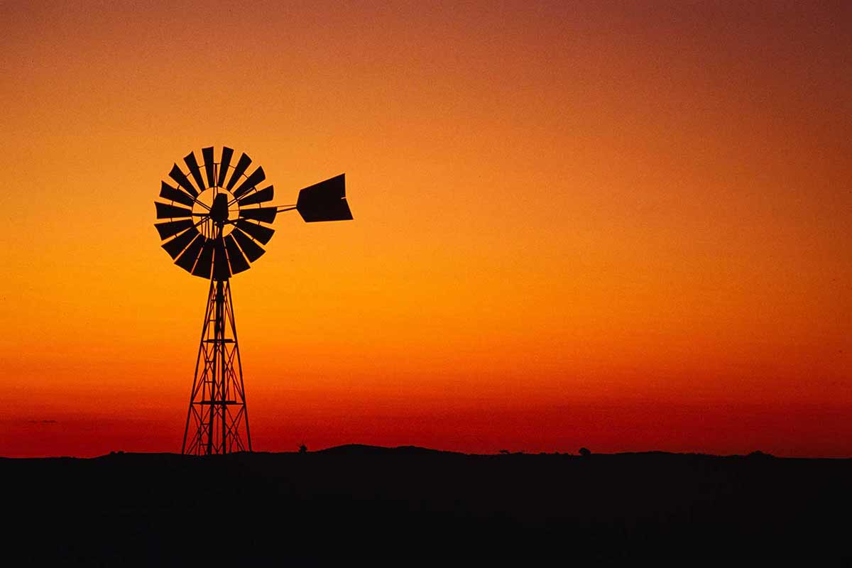 Australian Windmill at sunset